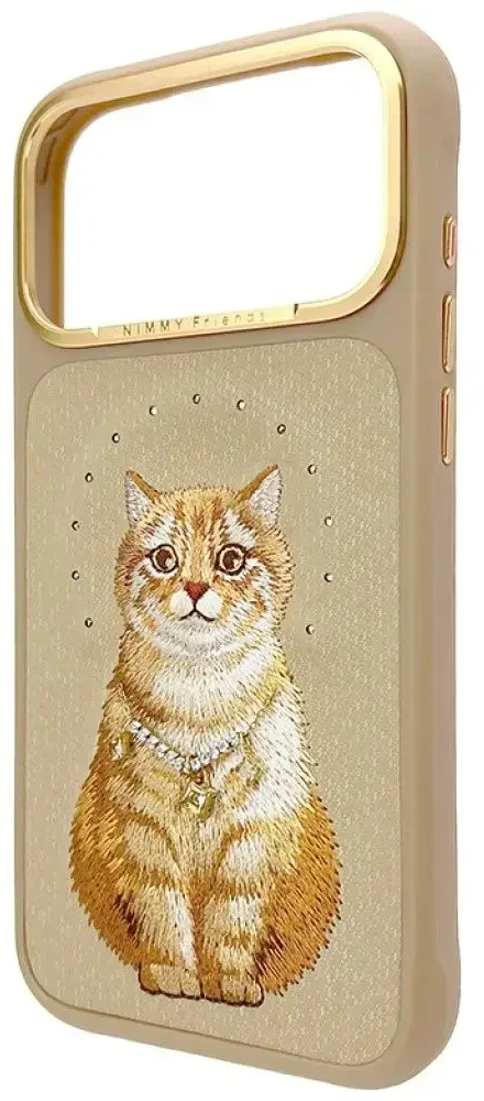 NIMMY dėklas LUCKY FASHION CAT, suderinamas su MagSafe, skirtas IPHONE 18 Pro Max/17 Pro Max, rudas