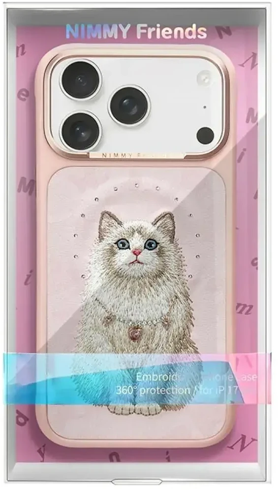 NIMMY dėklas LUCKY FASHION CAT, suderinamas su MagSafe, skirtas IPHONE 18 Pro Max/17 Pro Max, rožinės spalvos