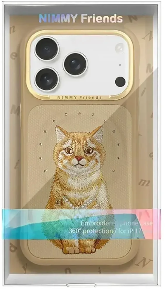 NIMMY dėklas LUCKY FASHION CAT suderinamas su MagSafe, skirtas IPHONE 18 Pro/17 Pro, ruda