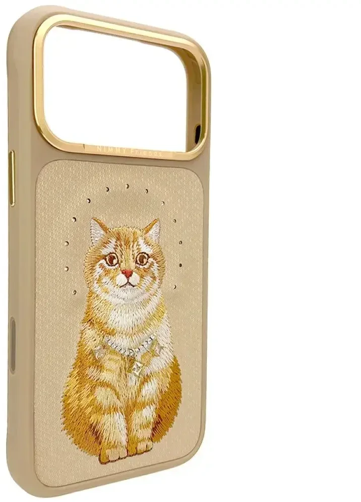NIMMY dėklas LUCKY FASHION CAT, suderinamas su MagSafe, skirtas IPHONE 18 Pro Max/17 Pro Max, rudas