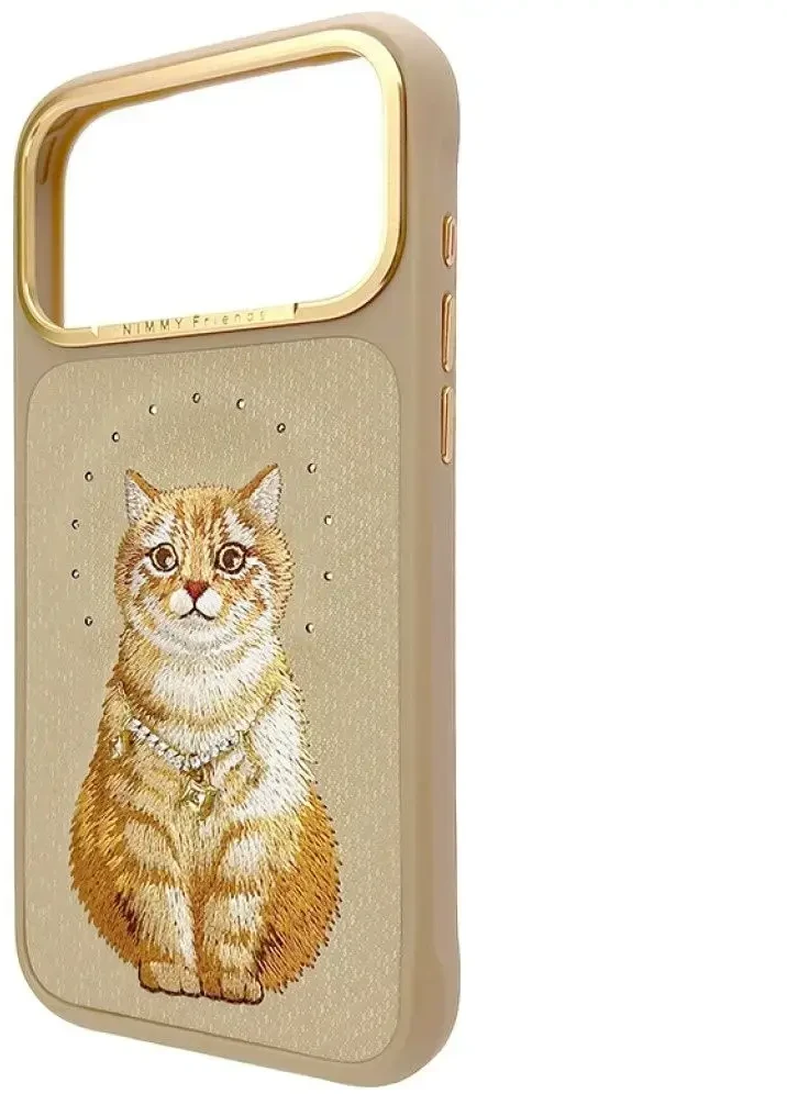 NIMMY dėklas LUCKY FASHION CAT suderinamas su MagSafe, skirtas IPHONE 18 Pro/17 Pro, ruda