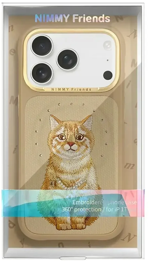 NIMMY dėklas LUCKY FASHION CAT, suderinamas su MagSafe, skirtas IPHONE 18 Pro Max/17 Pro Max, rudas