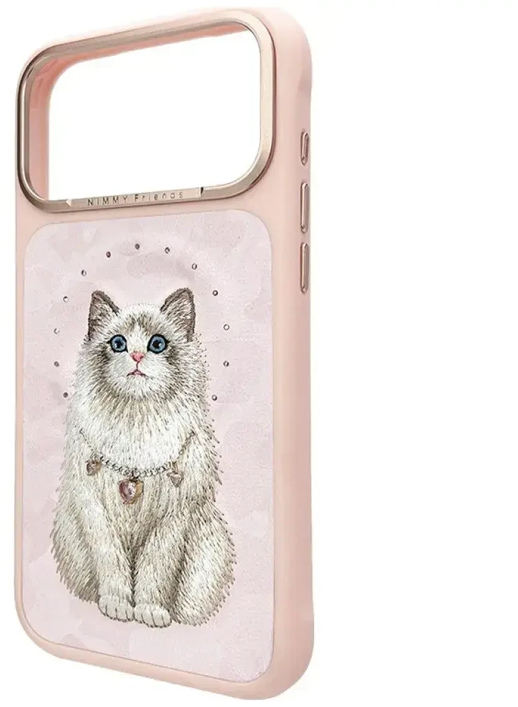 NIMMY dėklas LUCKY FASHION CAT, suderinamas su MagSafe, skirtas IPHONE 18 Pro Max/17 Pro Max, rožinės spalvos
