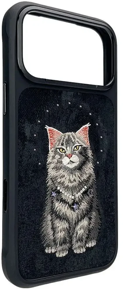 NIMMY dėklas LUCKY FASHION CAT, suderinamas su MagSafe, skirtas IPHONE 18 Pro/17 Pro, juodas