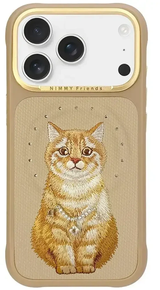 NIMMY dėklas LUCKY FASHION CAT suderinamas su MagSafe, skirtas IPHONE 18 Pro/17 Pro, ruda