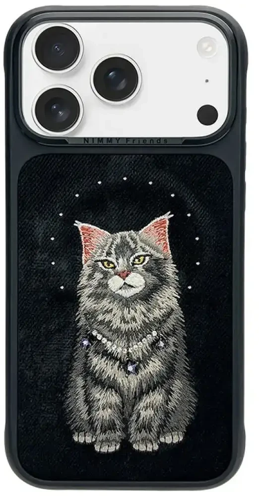 NIMMY dėklas LUCKY FASHION CAT, suderinamas su MagSafe, skirtas IPHONE 18 Pro Max/17 Pro Max, juodas