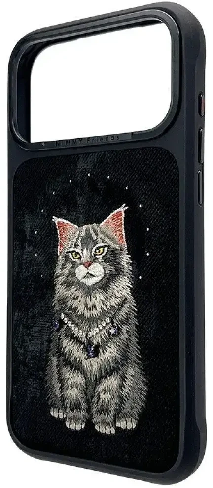 NIMMY dėklas LUCKY FASHION CAT, suderinamas su MagSafe, skirtas IPHONE 18 Pro/17 Pro, juodas