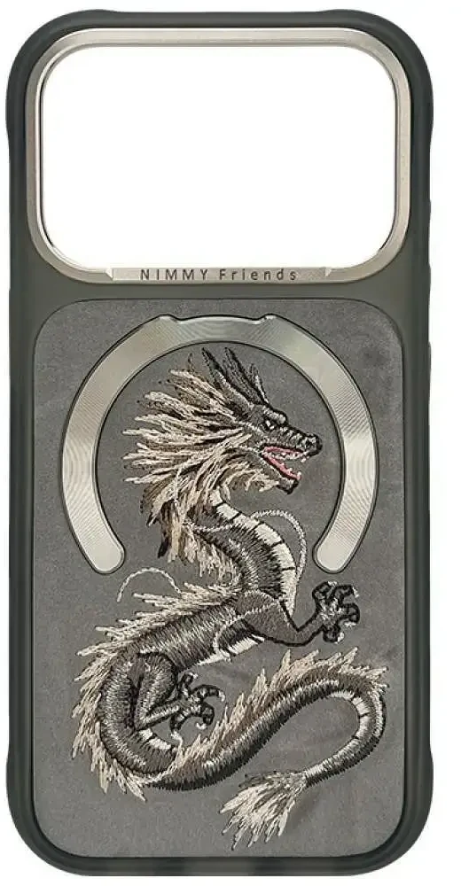 NIMMY dėklas MAGNETIC FANTASY ANIMAL DRAGON, suderinamas su MagSafe, skirtas IPHONE 18 Pro/17 Pro, pilkas