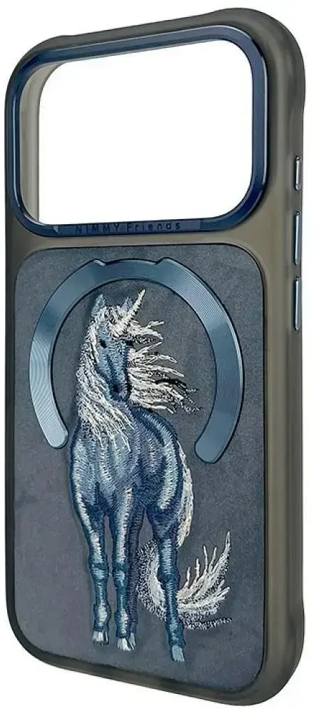 NIMMY dėklas MAGNETIC FANTASY ANIMAL UNICORN, suderinamas su MagSafe, skirtas IPHONE 18 Pro/17 Pro, mėlynas
