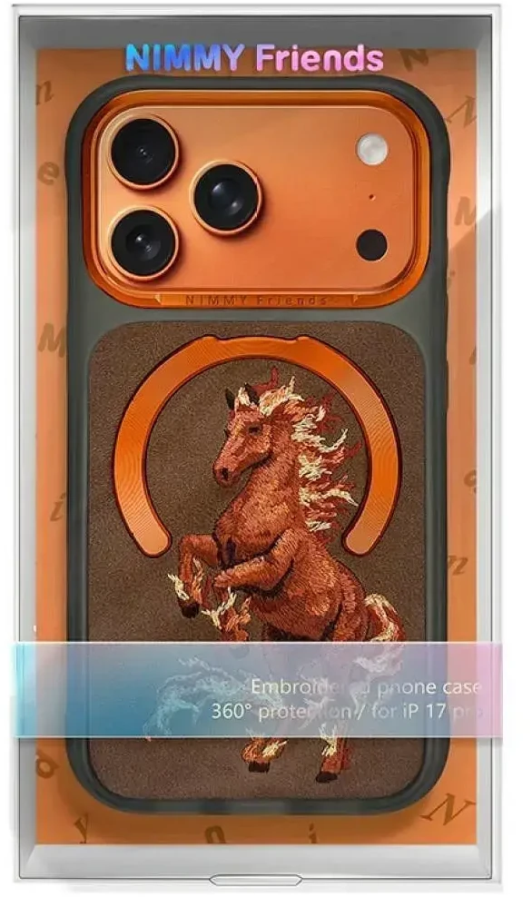NIMMY dėklas MAGNETIC FANTASY ANIMAL HORSE, suderinamas su MagSafe, skirtas IPHONE 18 Pro/17 Pro, oranžinis
