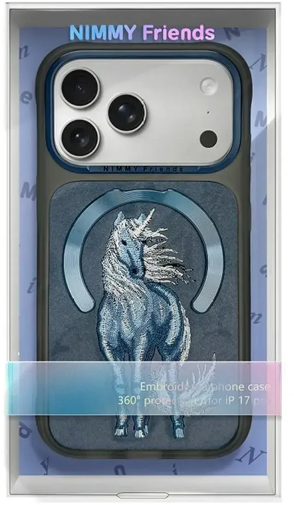 NIMMY dėklas MAGNETIC FANTASY ANIMAL UNICORN, suderinamas su MagSafe, skirtas IPHONE 18 Pro Max/17 Pro Max, mėlynas