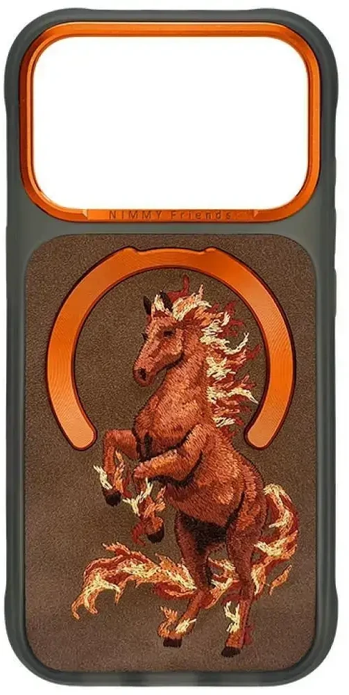 NIMMY dėklas MAGNETIC FANTASY ANIMAL HORSE, suderinamas su MagSafe, skirtas IPHONE 18 Pro Max/17 Pro Max, oranžinis