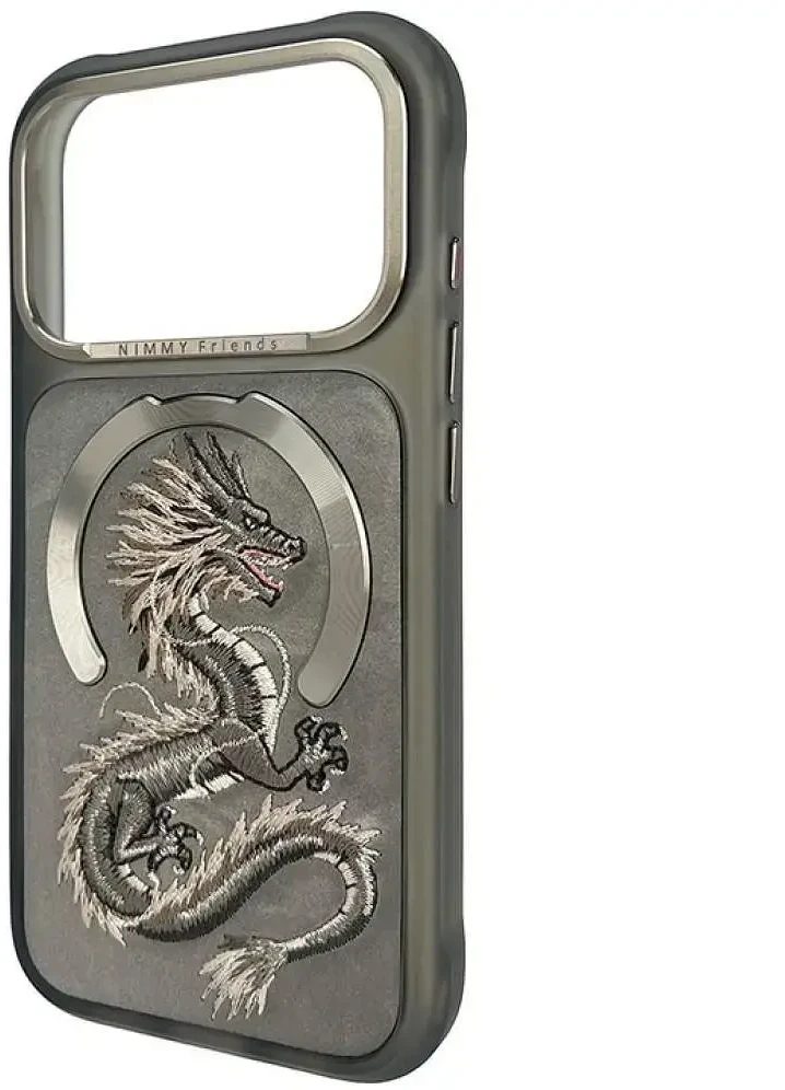 NIMMY dėklas MAGNETIC FANTASY ANIMAL DRAGON, suderinamas su MagSafe, skirtas IPHONE 18 Pro Max/17 Pro Max, pilkas