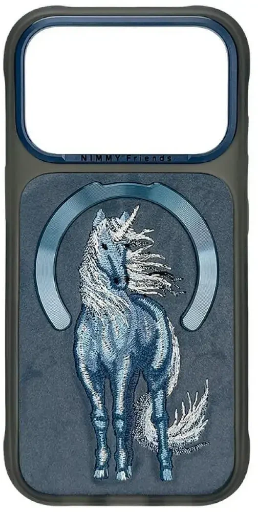 NIMMY dėklas MAGNETIC FANTASY ANIMAL UNICORN, suderinamas su MagSafe, skirtas IPHONE 18 Pro Max/17 Pro Max, mėlynas