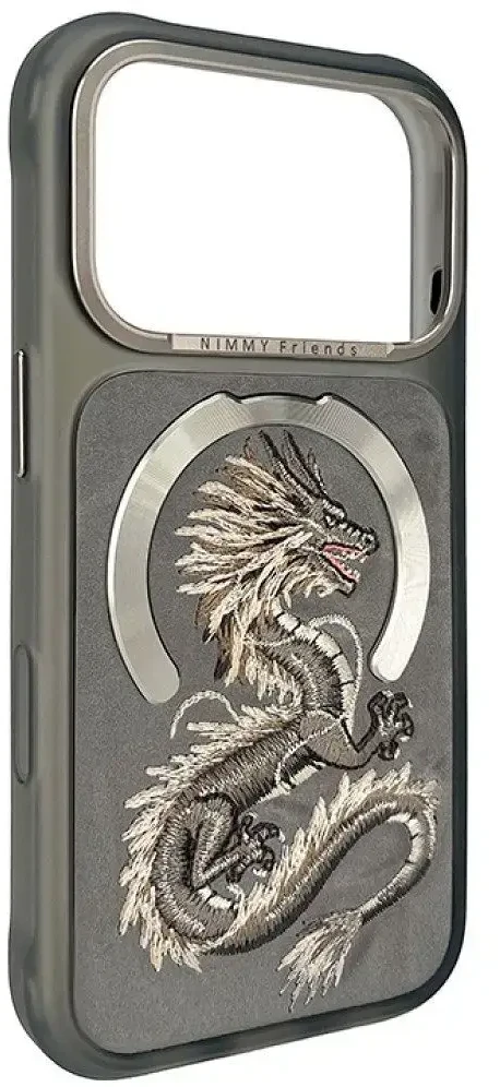 NIMMY dėklas MAGNETIC FANTASY ANIMAL DRAGON, suderinamas su MagSafe, skirtas IPHONE 18 Pro Max/17 Pro Max, pilkas