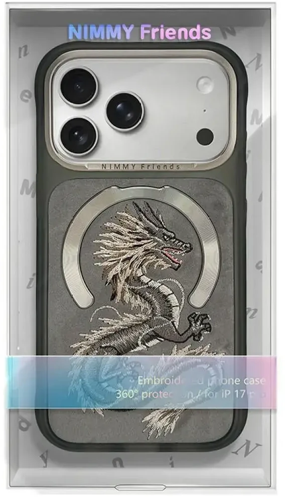 NIMMY dėklas MAGNETIC FANTASY ANIMAL DRAGON, suderinamas su MagSafe, skirtas IPHONE 18 Pro Max/17 Pro Max, pilkas