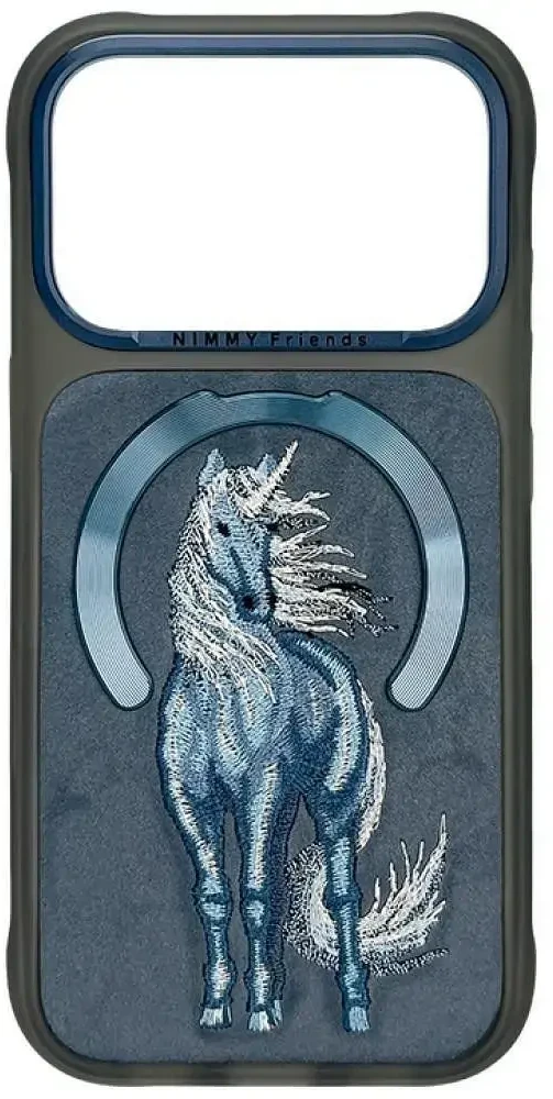 NIMMY dėklas MAGNETIC FANTASY ANIMAL UNICORN, suderinamas su MagSafe, skirtas IPHONE 18 Pro/17 Pro, mėlynas
