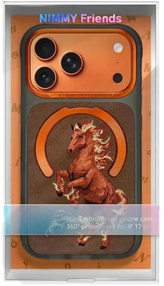 NIMMY dėklas MAGNETIC FANTASY ANIMAL HORSE, suderinamas su MagSafe, skirtas IPHONE 18 Pro Max/17 Pro Max, oranžinis
