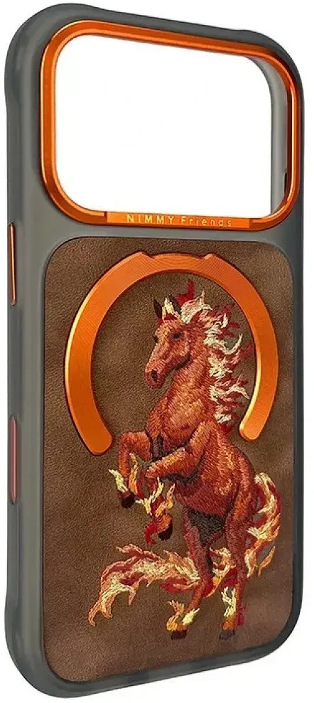 NIMMY dėklas MAGNETIC FANTASY ANIMAL HORSE, suderinamas su MagSafe, skirtas IPHONE 18 Pro Max/17 Pro Max, oranžinis