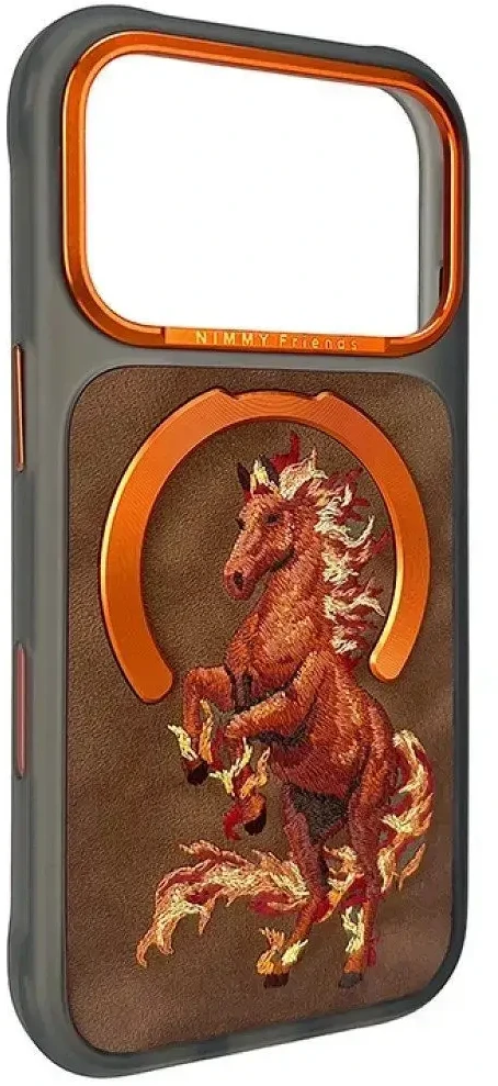 NIMMY dėklas MAGNETIC FANTASY ANIMAL HORSE, suderinamas su MagSafe, skirtas IPHONE 18 Pro/17 Pro, oranžinis