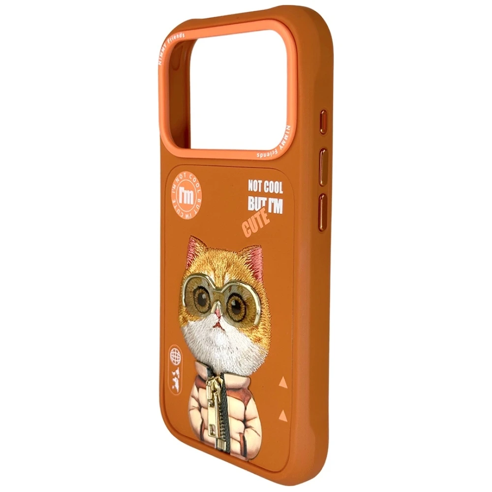 „Nimmy Cool&Cute 2.0“ katės dėklas, skirtas „iPhone 17 Pro“ – oranžinis