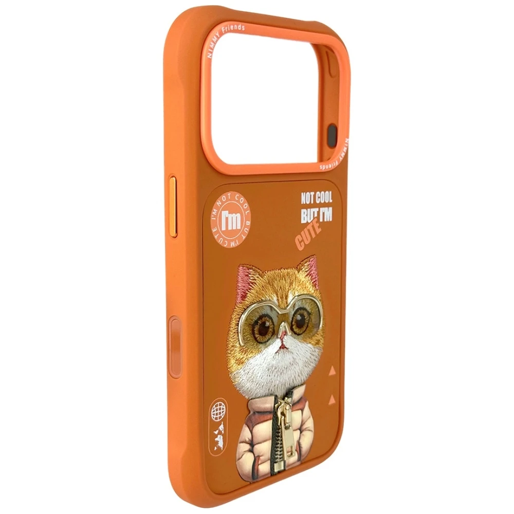 „Nimmy Cool&Cute 2.0“ katės dėklas, skirtas „iPhone 17 Pro“ – oranžinis