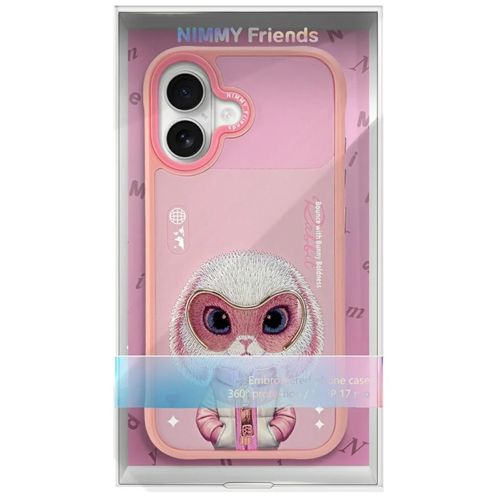 „Nimmy Cool&Cute 2.0“ triušio formos dėklas, skirtas „iPhone 17“ - Rožinė
