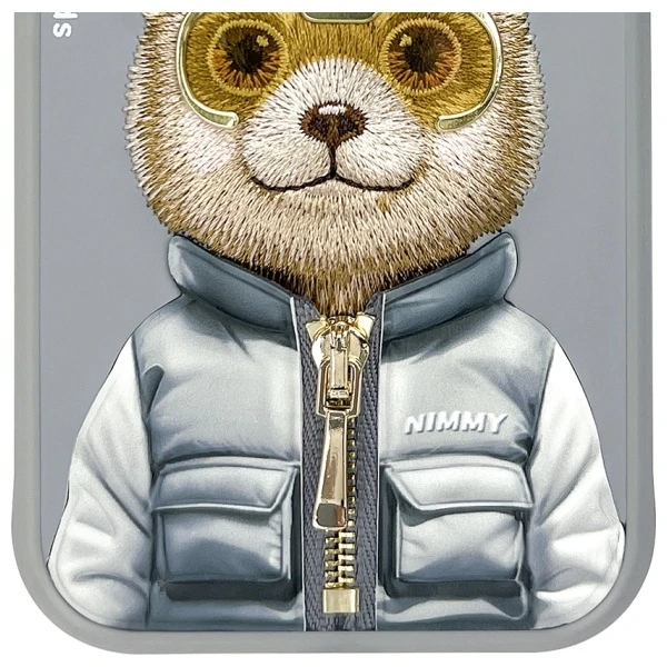 Nimmy Apple iPhone 15 6.1" dėklas telefonui pilkos spalvos Cool&Cute 2.0 Bear