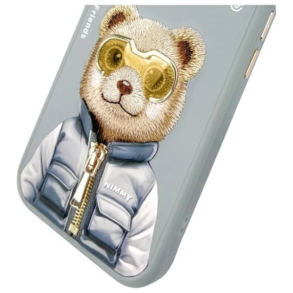 Nimmy Apple iPhone 15 6.1" dėklas telefonui pilkos spalvos Cool&Cute 2.0 Bear