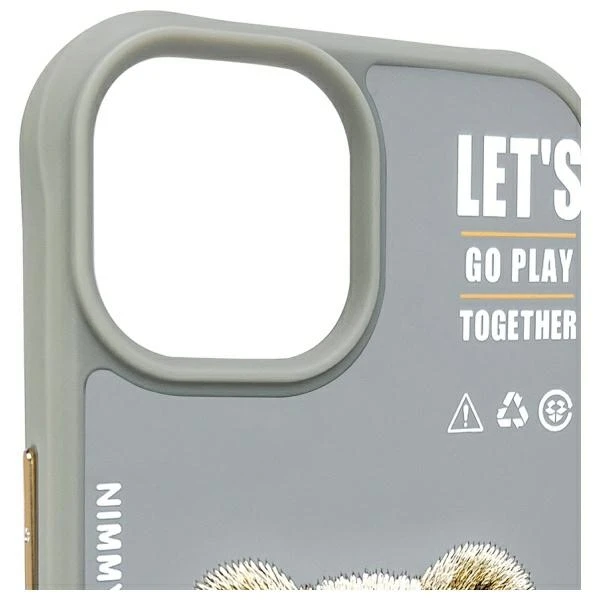 Nimmy Apple iPhone 15 6.1" dėklas telefonui pilkos spalvos Cool&Cute 2.0 Bear