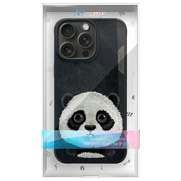 Nimmy dėklas Apple iPhone 15 Pro 6.1" juodos spalvos Big Eyed Pet 2.0 Panda