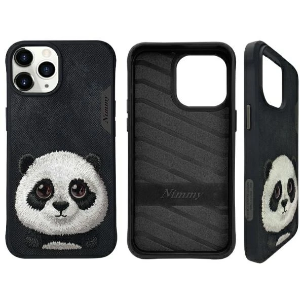 Nimmy dėklas Apple iPhone 15 Pro 6.1" juodos spalvos Big Eyed Pet 2.0 Panda