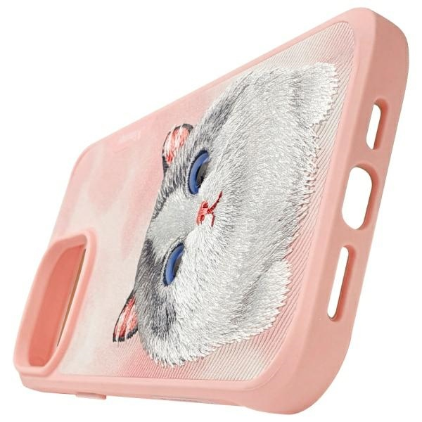 Nimmy Apple iPhone 15 Pro 6.1" dėklas telefonui rožinės spalvos Big Eyed Pet 2.0 Cat