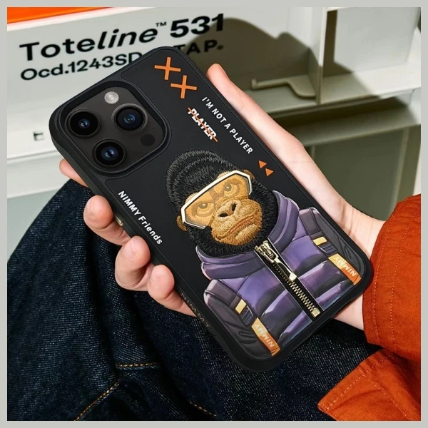 Nimmy dėklas Apple iPhone 15 Pro Max 6.7" juodos spalvos Cool&Cute 2.0 Monkey