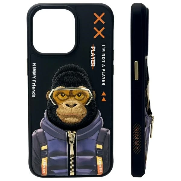 Nimmy dėklas Apple iPhone 15 Pro Max 6.7" juodos spalvos Cool&Cute 2.0 Monkey