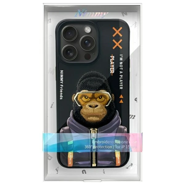 Nimmy dėklas Apple iPhone 15 Pro Max 6.7" juodos spalvos Cool&Cute 2.0 Monkey