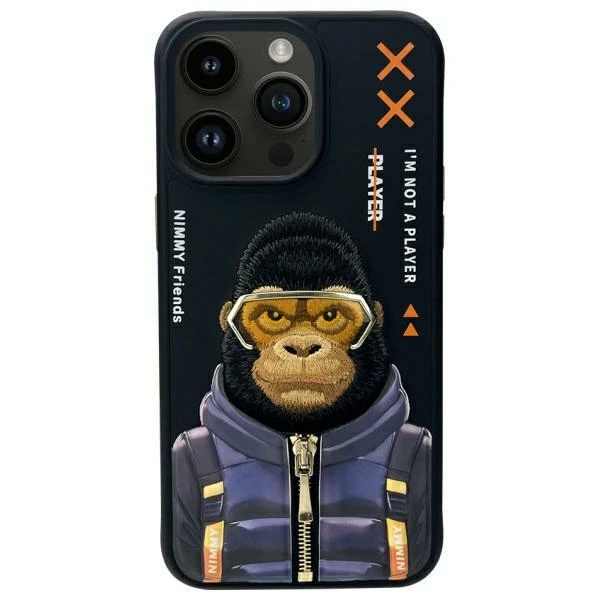 Nimmy dėklas Apple iPhone 15 Pro Max 6.7" juodos spalvos Cool&Cute 2.0 Monkey