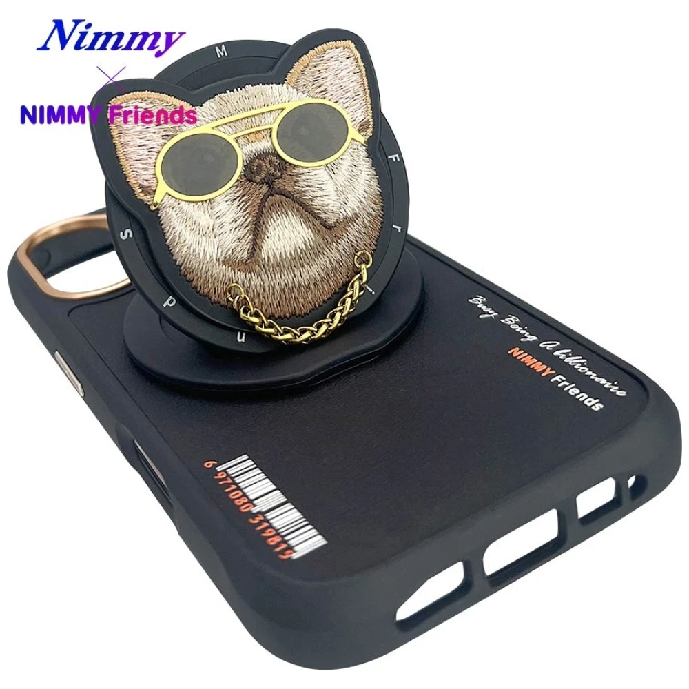 Dėklas Nimmy Glasses Cool Dog MagSafe Apple iPhone 16 juodos spalvos