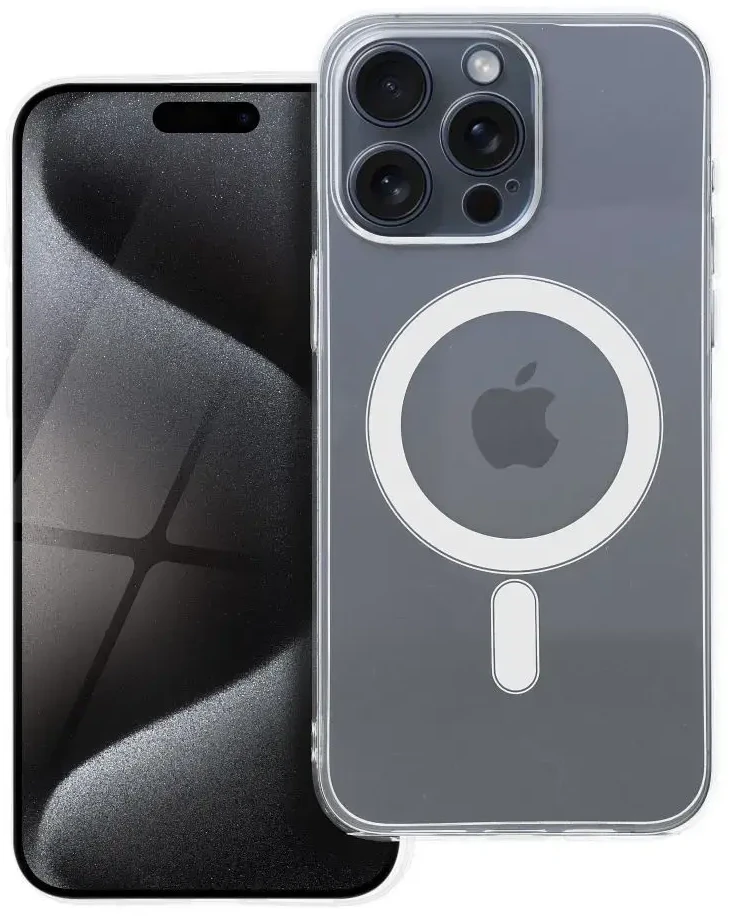 Oem Originalus „iPhone 15 PRO MAX“ skaidrus dėklas, 2 mm „Mag“ dangtelis, suderinamas su „MagSafe“ (fotoaparato apsauga), permatomas.