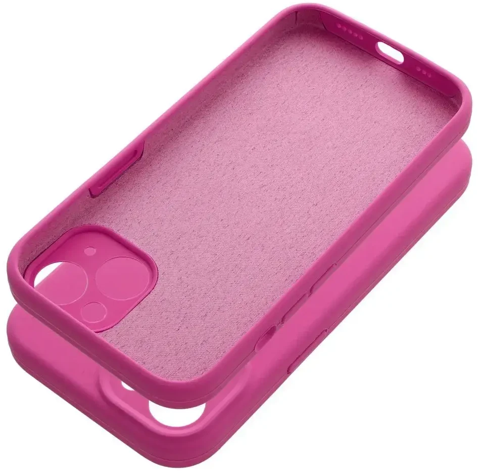 Oem iPhone 15 silikoninis dėklas 2 mm (kameros apsauga) rožinė