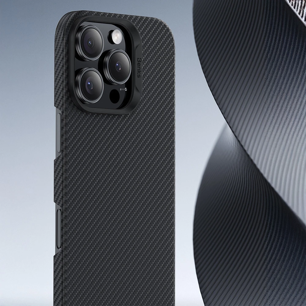 Oem Benks Magnetic Armor Air Kevlar dėklas PC Frame 600D (D066) skirtas Apple iPhone 16 Pro Max juodos spalvos