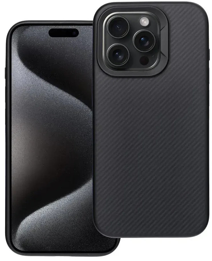 „Oem iPhone 15 PRO Carbon Elite Mag Cover“ dėklas, suderinamas su „MagSafe“ (juodas)