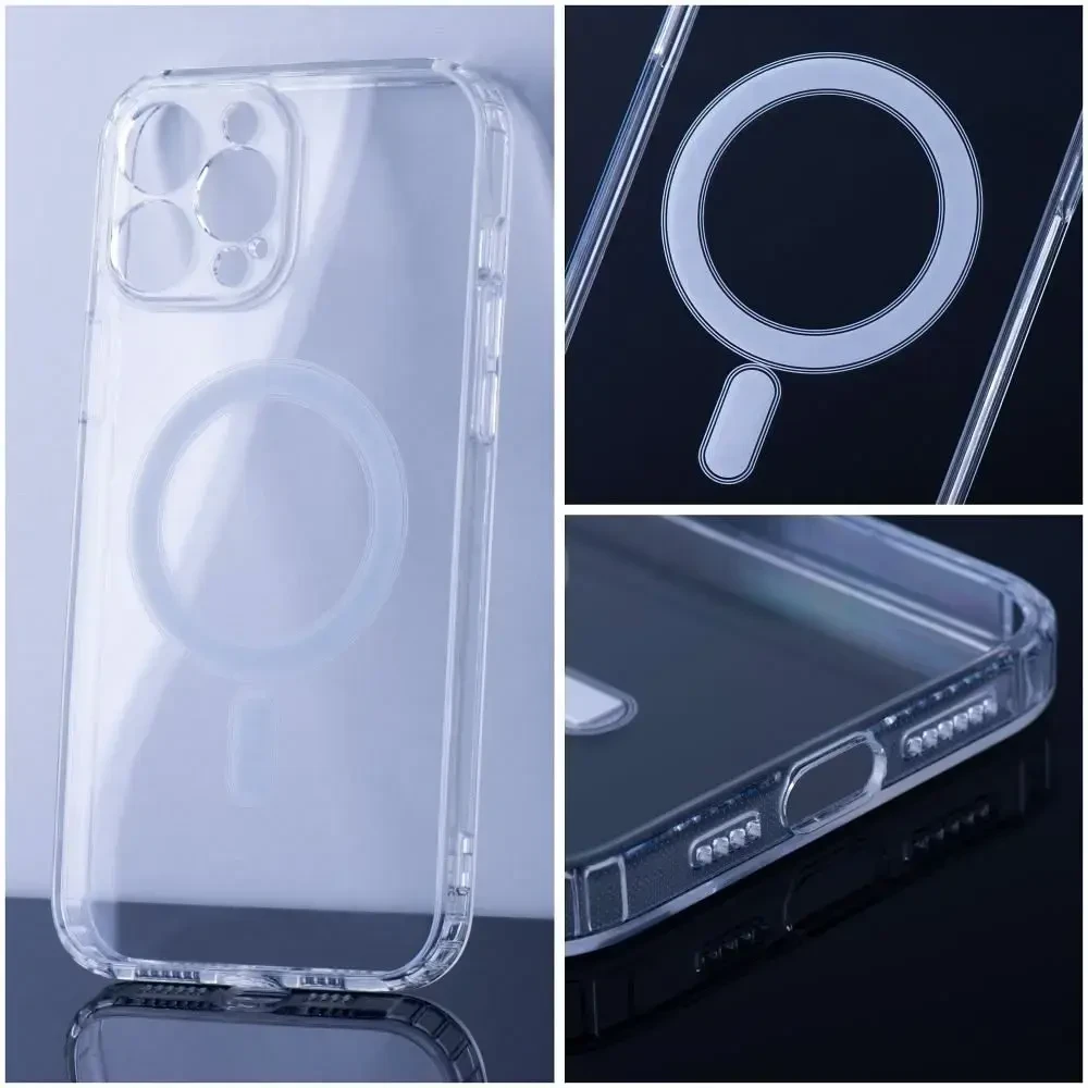 Oem Originalus „iPhone 16e“ (SE 4 2025) / 17e dėklas, skaidrus „Mag“ dangtelis (STR), suderinamas su skaidriu „MagSafe“