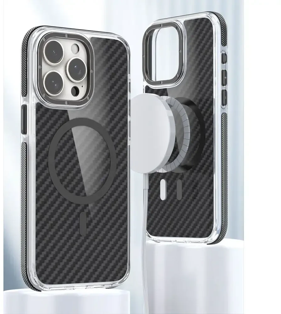 Dėklas Oem Case for iPhone 17 Pro / 18 Pro Fiber compatible with MagSafe juodas