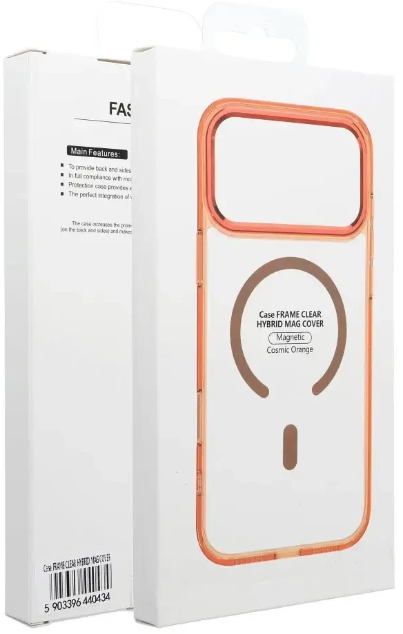 Dėklas Oem Case for iPhone 17 Pro / 18 Pro Frame Clear Hybrid Mag Cover compatible with MagSafe hermes oranžinis