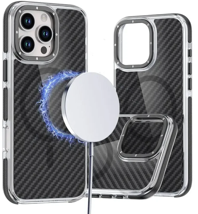 Dėklas Oem Case for iPhone 17 Pro / 18 Pro Fiber compatible with MagSafe juodas