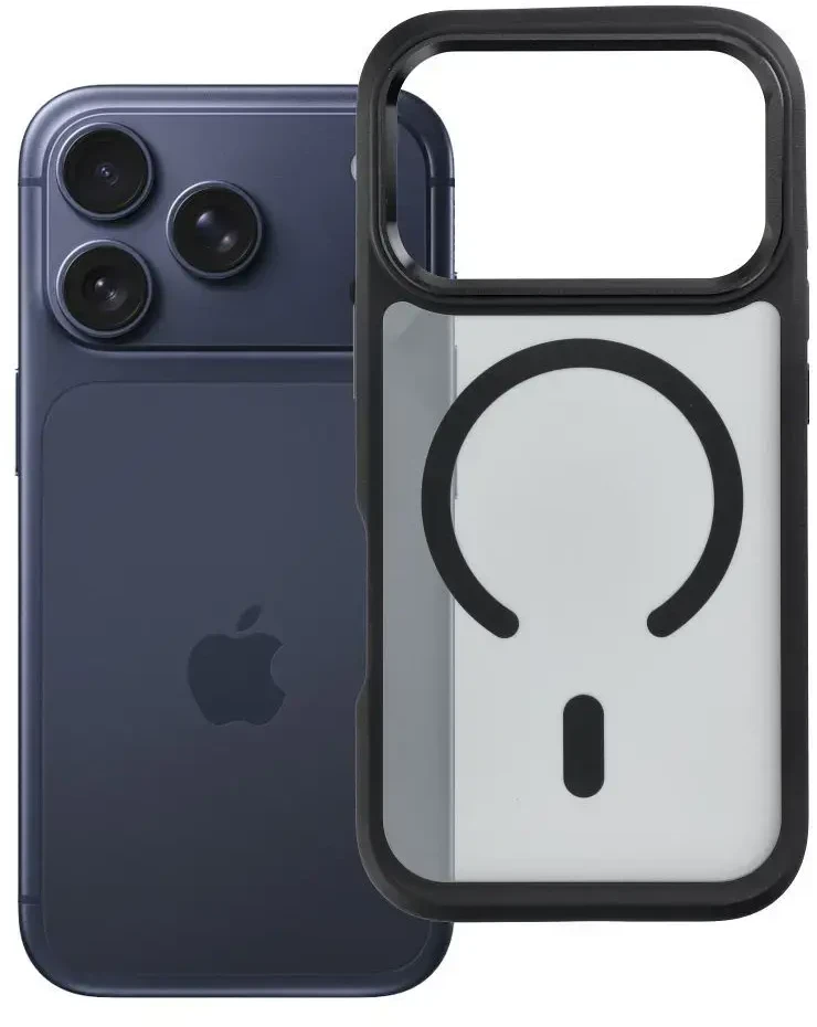 Dėklas Case for iPhone 17 Pro / 18 Pro Forcell F-Protect Smoke Hybrid Premium compatible with MagSafe juodas