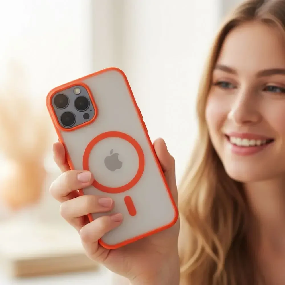 Dėklas Oem Case for iPhone 17 Pro / 18 Pro Flexline Mag Cover compatible with MagSafe oranžinis