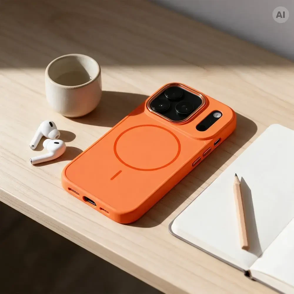 Oem dėklas iPhone 18 Pro / 17 Pro rėmui Mag Cover, suderinamas su MagSafe, oranžinis