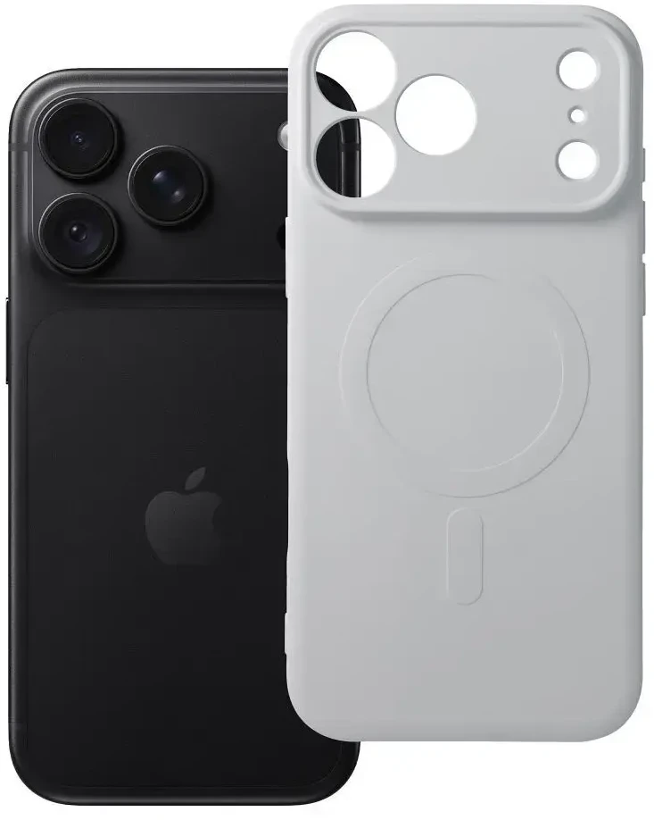 Dėklas Oem Case for iPhone 18 Pro Max / 17 Pro Max Silicone Mag Cover compatible with MagSafe (camera protection) sidabrinis